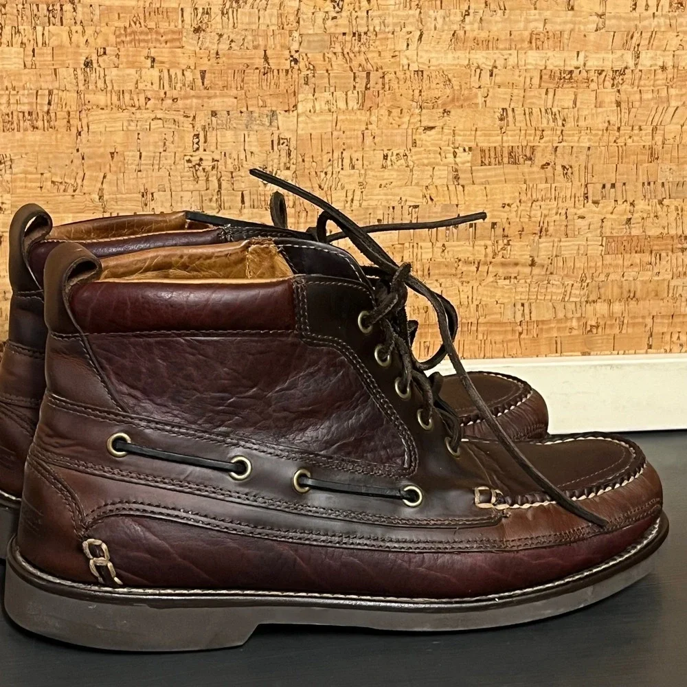 LL‎ Bean Men Dark Brown Leather Lace Up Chukka Boots Made in El Salvador Size 11